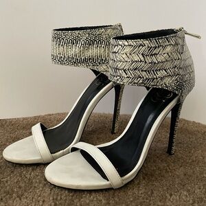 Tribal White Open Toe Heel